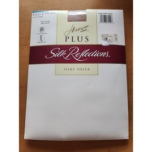 Hanes Plus Size Pantyhose Silk Reflections Sz 1 Plus Little Color Nude NOS